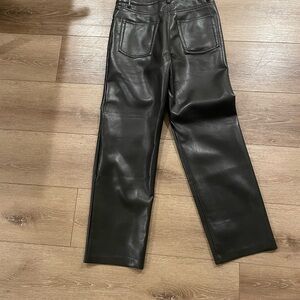 Wilfred Black Faux Leather Trousers with Label Detail